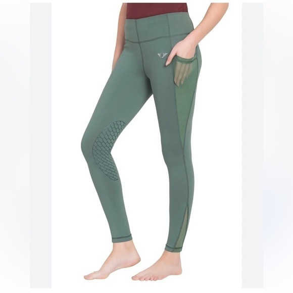 TuffRider Ladies Minerva EquiCool Tights Duck Green large 🐎 - Picture 1 of 10